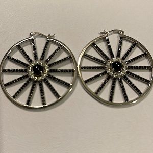 Sterling Silver Black Spinel and Onyx  Earrings